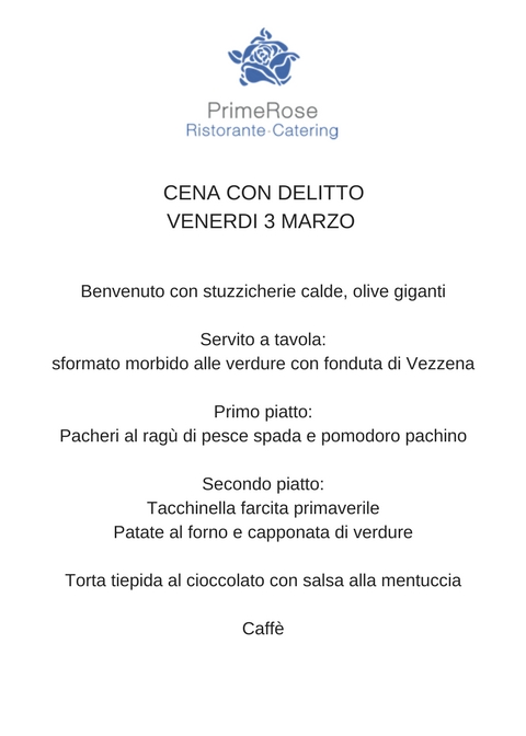 menu cena con delitto 3 marzo